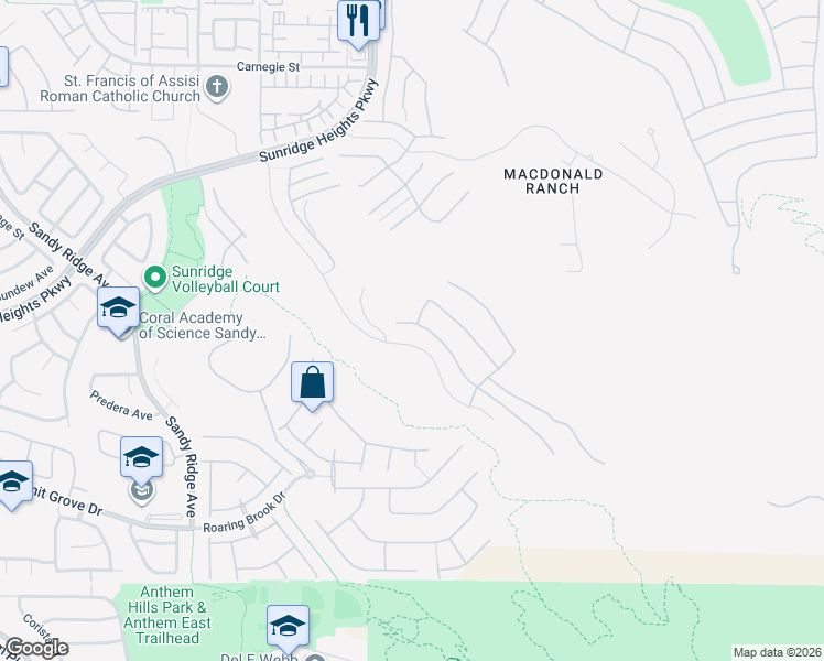map of restaurants, bars, coffee shops, grocery stores, and more near 2177 Alto Vista Drive in Henderson