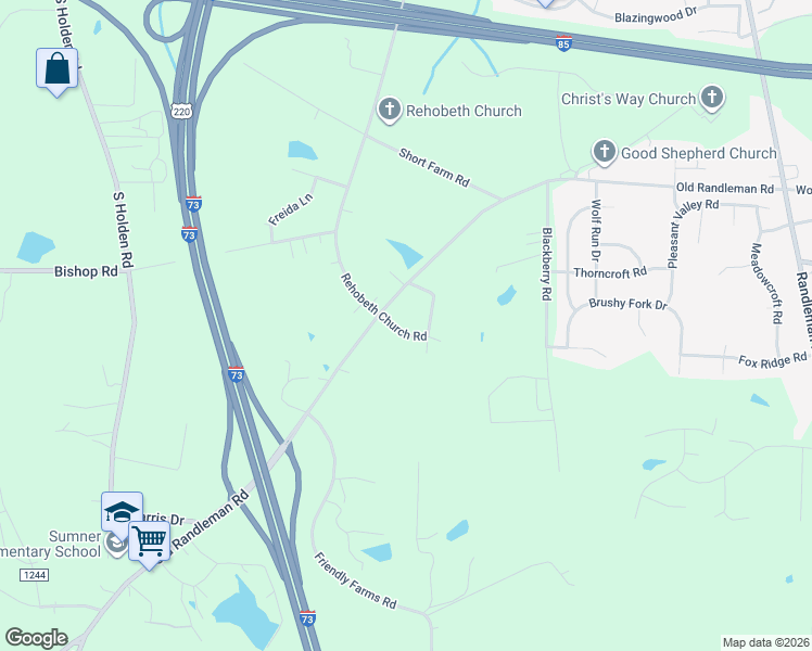 map of restaurants, bars, coffee shops, grocery stores, and more near 4800 Rehobeth Church Road in Greensboro
