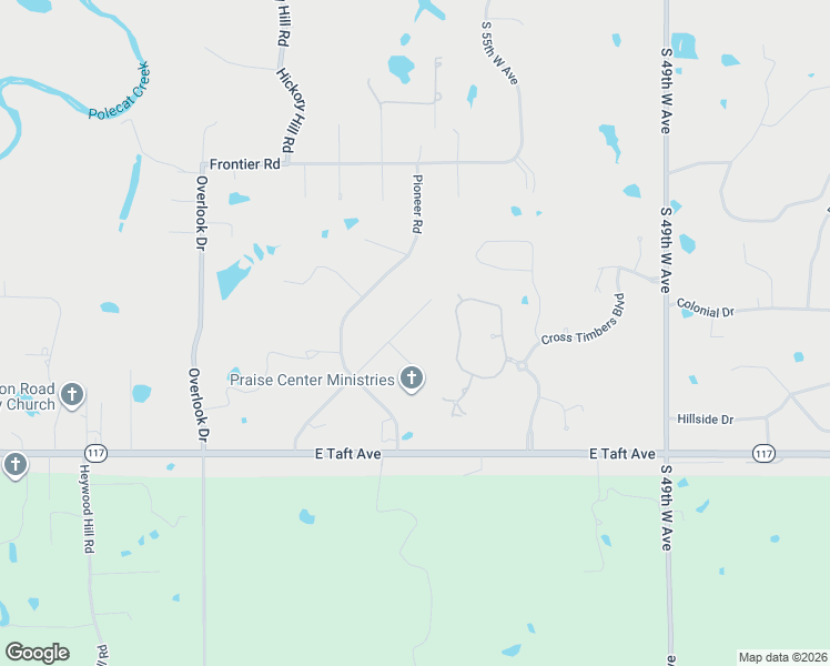 map of restaurants, bars, coffee shops, grocery stores, and more near 615 Countrywood Way in Sapulpa