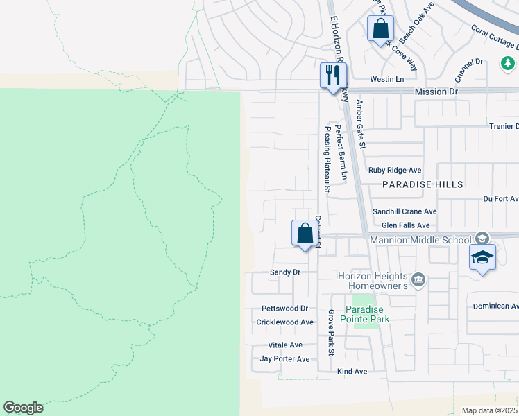 map of restaurants, bars, coffee shops, grocery stores, and more near 1063 Upper Springs Street in Henderson