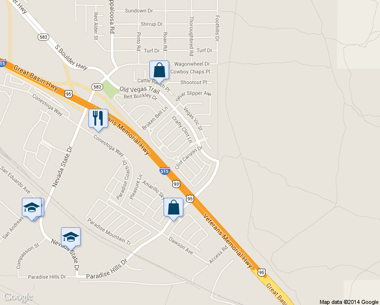 map of restaurants, bars, coffee shops, grocery stores, and more near 1648 Clint Canyon Drive in Henderson