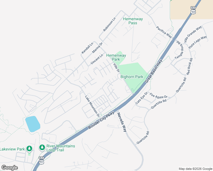 map of restaurants, bars, coffee shops, grocery stores, and more near 240 Bighorn Drive in Boulder City