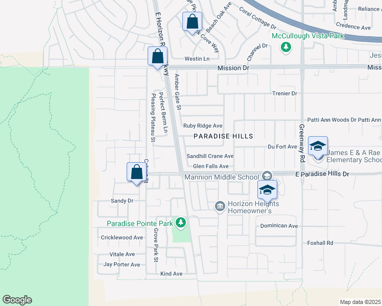 map of restaurants, bars, coffee shops, grocery stores, and more near 174 Sandhill Crane Avenue in Henderson