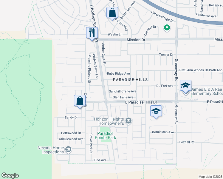 map of restaurants, bars, coffee shops, grocery stores, and more near 174 Sandhill Crane Avenue in Henderson
