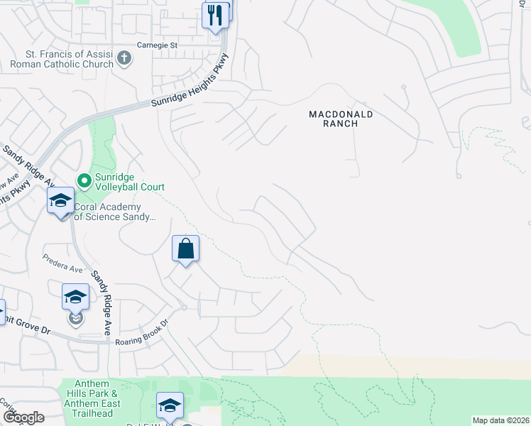 map of restaurants, bars, coffee shops, grocery stores, and more near 2158 Alto Vista Drive in Henderson
