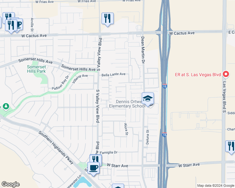 map of restaurants, bars, coffee shops, grocery stores, and more near 3549 Nantova Court in Las Vegas