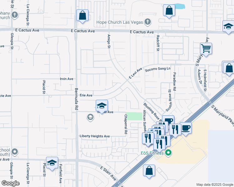 map of restaurants, bars, coffee shops, grocery stores, and more near 3668 Toscanella Avenue in Henderson