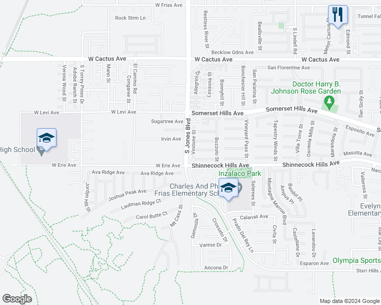 map of restaurants, bars, coffee shops, grocery stores, and more near 10855 Vestone Street in Las Vegas