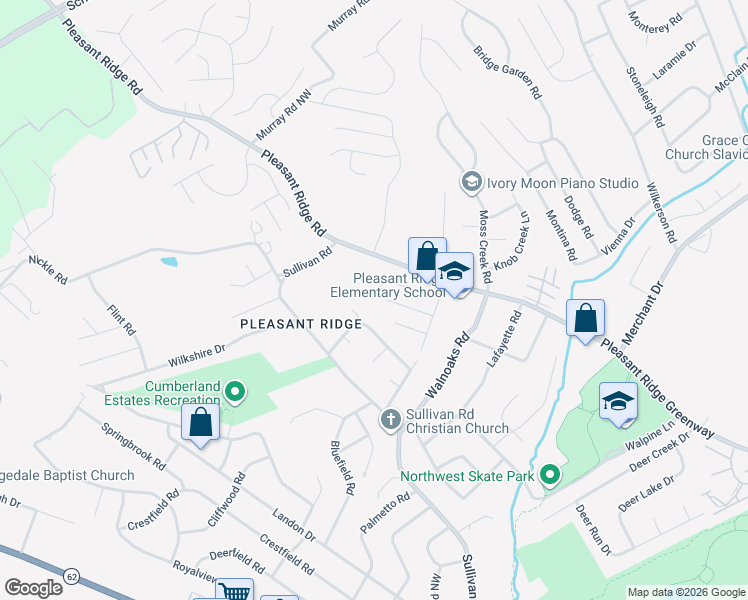 map of restaurants, bars, coffee shops, grocery stores, and more near 4548 Broadmeadow Way in Knoxville