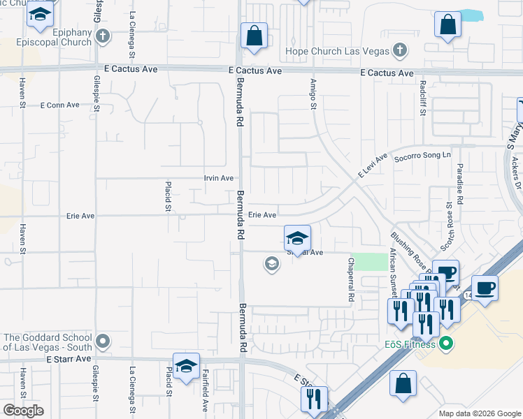 map of restaurants, bars, coffee shops, grocery stores, and more near 3777 Via Di Girolamo Avenue in Henderson