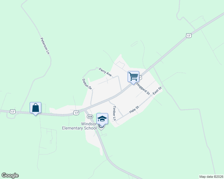 map of restaurants, bars, coffee shops, grocery stores, and more near 1514 South King Street in Windsor