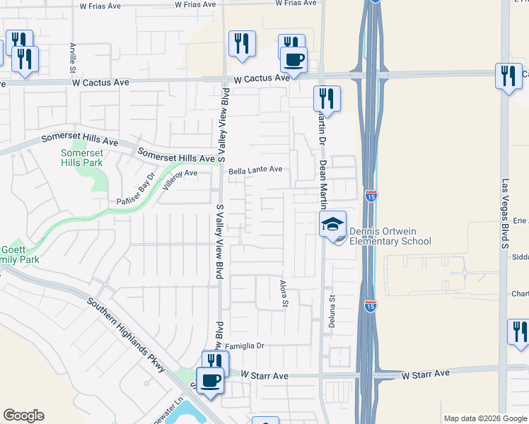 map of restaurants, bars, coffee shops, grocery stores, and more near 3549 Nantova Court in Las Vegas