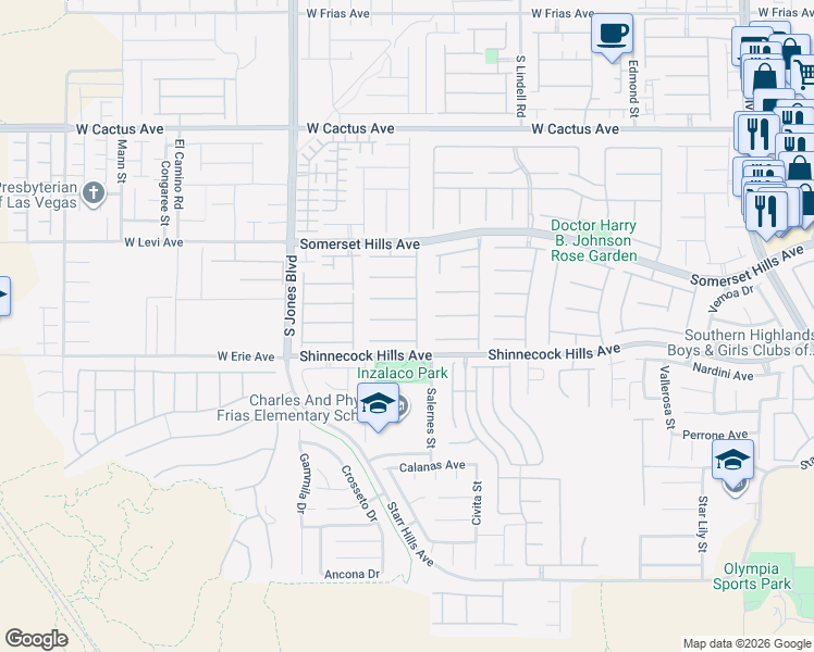 map of restaurants, bars, coffee shops, grocery stores, and more near 5783 Lazy Days Court in Las Vegas