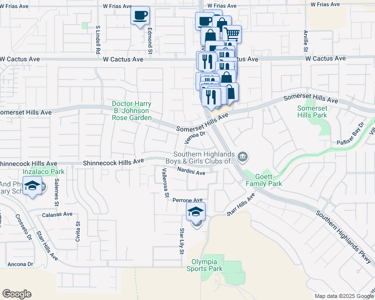 map of restaurants, bars, coffee shops, grocery stores, and more near 4975 Monteleone Avenue in Las Vegas