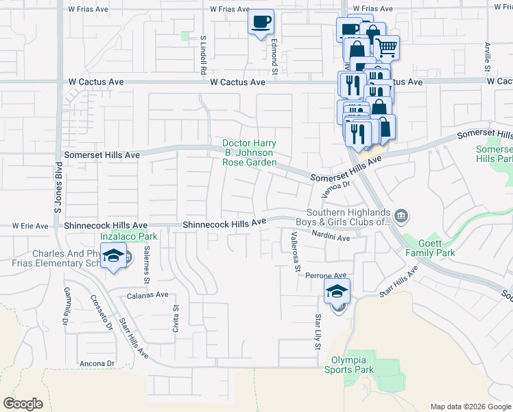 map of restaurants, bars, coffee shops, grocery stores, and more near 10874 Marandola Street in Las Vegas
