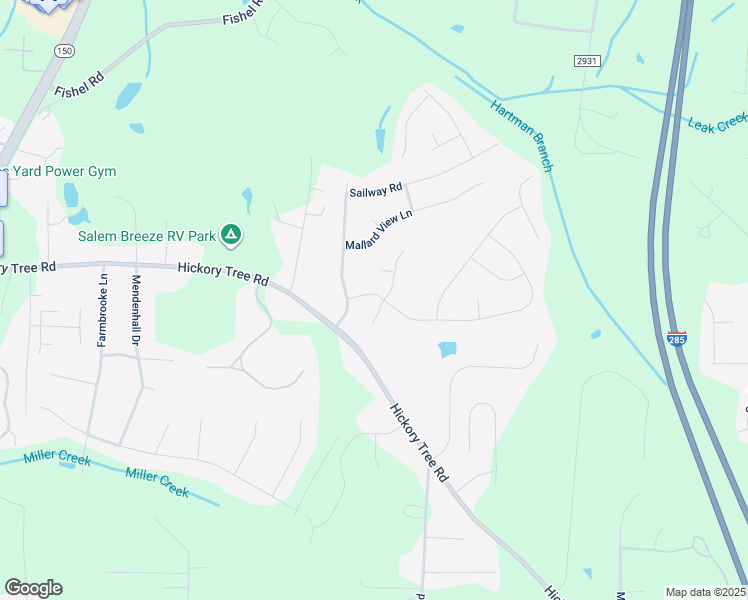 map of restaurants, bars, coffee shops, grocery stores, and more near 169 Hartman Branch Lane in Winston-Salem