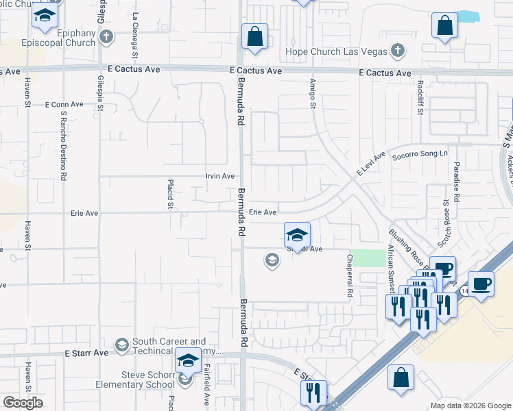 map of restaurants, bars, coffee shops, grocery stores, and more near 3785 Via Di Girolamo Avenue in Henderson