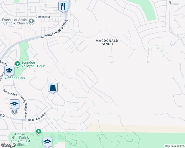 map of restaurants, bars, coffee shops, grocery stores, and more near 2135 King Crest Court in Henderson