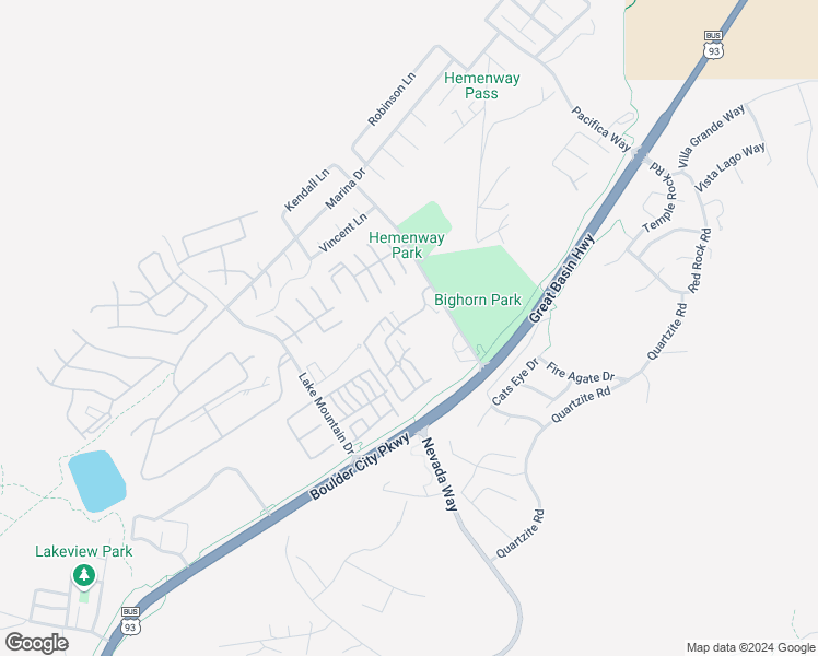 map of restaurants, bars, coffee shops, grocery stores, and more near 240 Bighorn Drive in Boulder City
