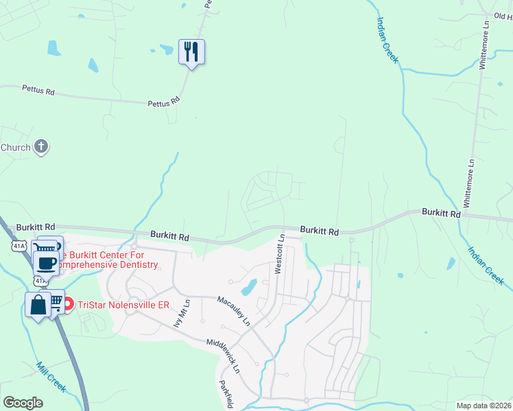 map of restaurants, bars, coffee shops, grocery stores, and more near 6994 Burkitt Road in Nashville