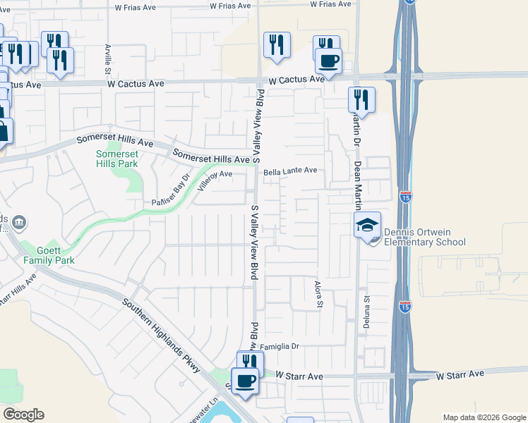 map of restaurants, bars, coffee shops, grocery stores, and more near 3776 Perugia Court in Las Vegas