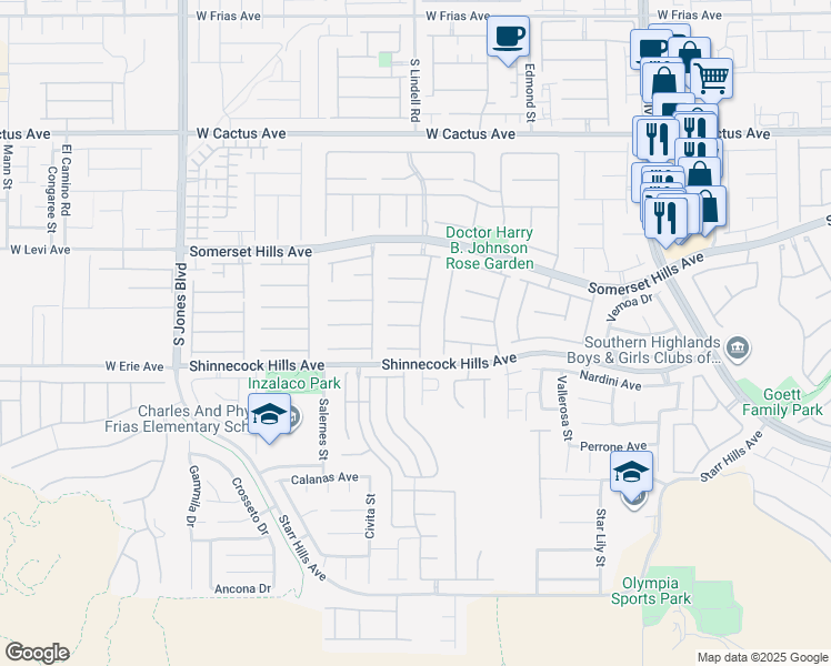 map of restaurants, bars, coffee shops, grocery stores, and more near 5487 Villa Lucia Court in Las Vegas