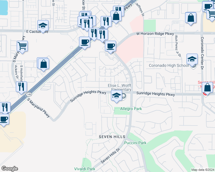 map of restaurants, bars, coffee shops, grocery stores, and more near 3108 Mossfield Avenue in Henderson