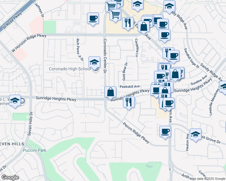 map of restaurants, bars, coffee shops, grocery stores, and more near 2768 Kona Crest Avenue in Henderson