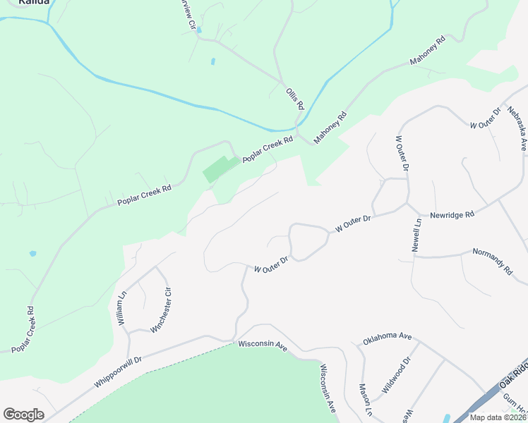 map of restaurants, bars, coffee shops, grocery stores, and more near 1134 West Outer Drive in Oak Ridge