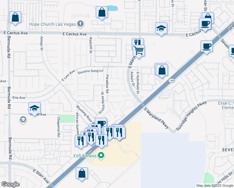 map of restaurants, bars, coffee shops, grocery stores, and more near 1098 East Sonoran Hope Avenue in Henderson
