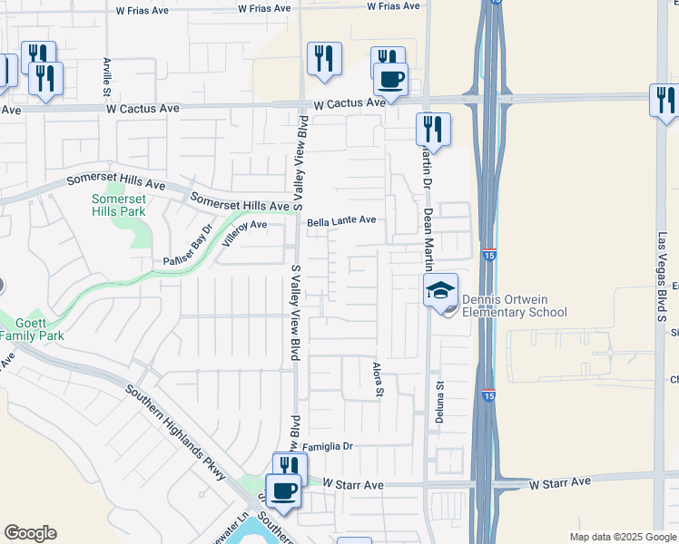 map of restaurants, bars, coffee shops, grocery stores, and more near 10852 Avenzano Street in Las Vegas