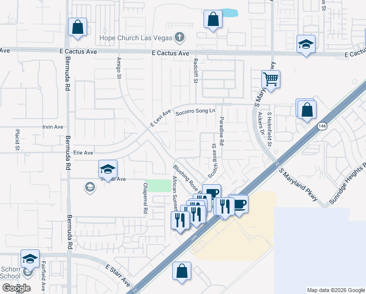 map of restaurants, bars, coffee shops, grocery stores, and more near 842 Trout Stream Court in Henderson