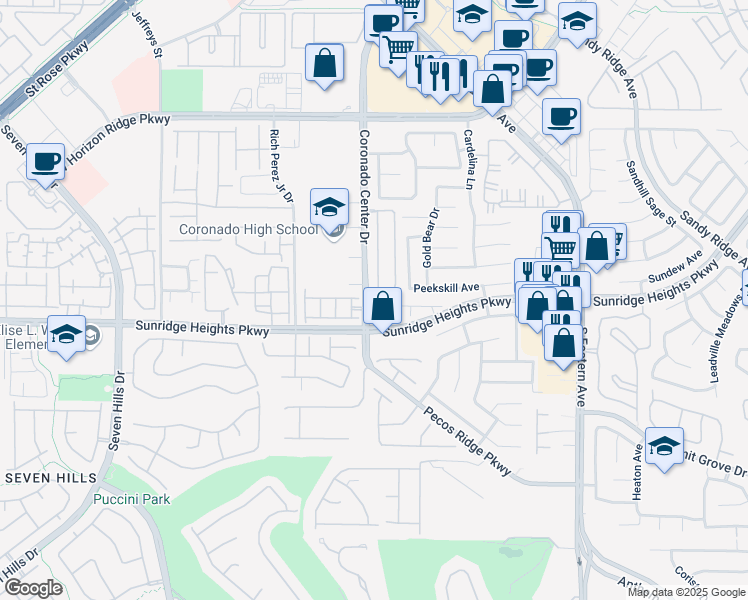 map of restaurants, bars, coffee shops, grocery stores, and more near 1005 Mocha Mattari Street in Henderson
