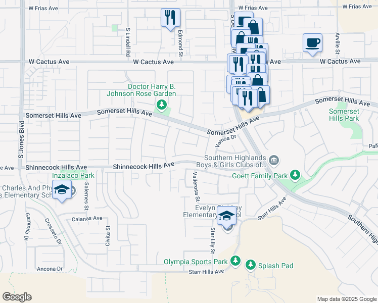 map of restaurants, bars, coffee shops, grocery stores, and more near 5150 Masotta Avenue in Las Vegas