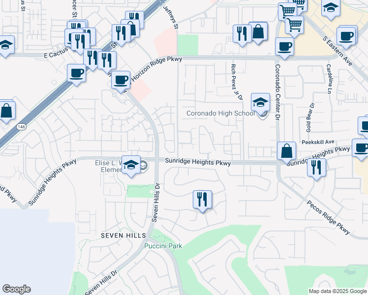 map of restaurants, bars, coffee shops, grocery stores, and more near 2997 Duxbury Drive in Henderson