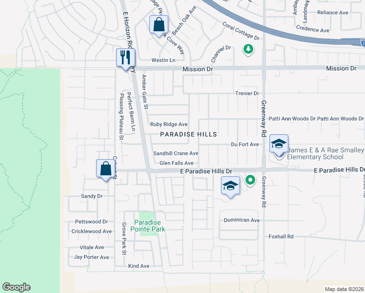 map of restaurants, bars, coffee shops, grocery stores, and more near 195 Regal Sunset Avenue in Henderson