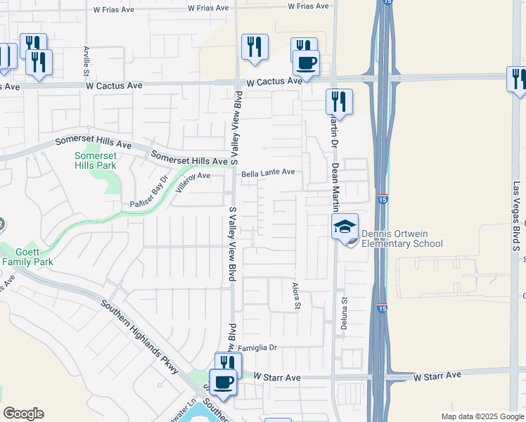map of restaurants, bars, coffee shops, grocery stores, and more near 10846 Avenzano Street in Las Vegas