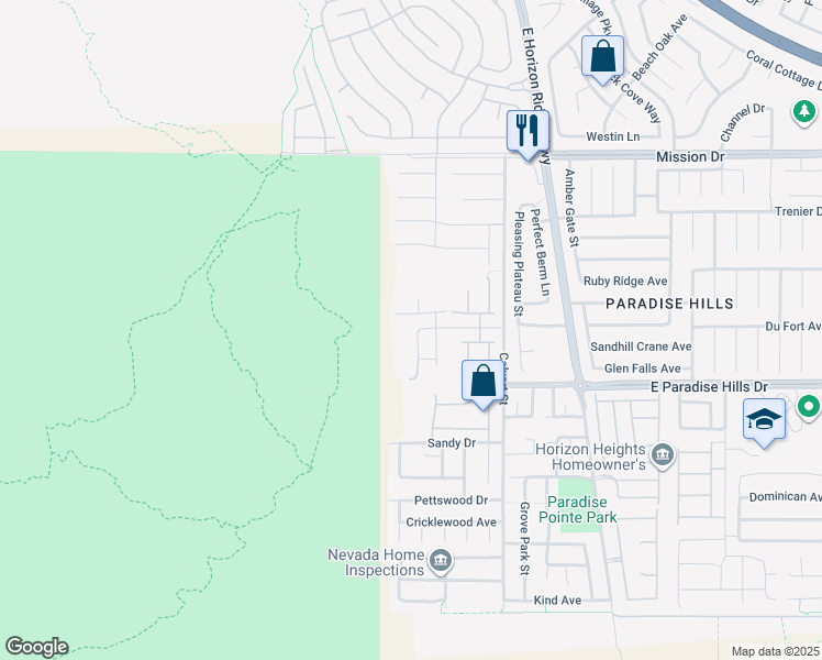 map of restaurants, bars, coffee shops, grocery stores, and more near 1051 Upper Springs Street in Henderson