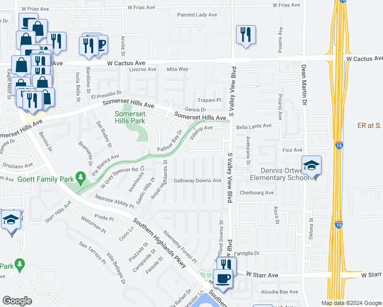 map of restaurants, bars, coffee shops, grocery stores, and more near 4033 Bella Palermo Way in Las Vegas