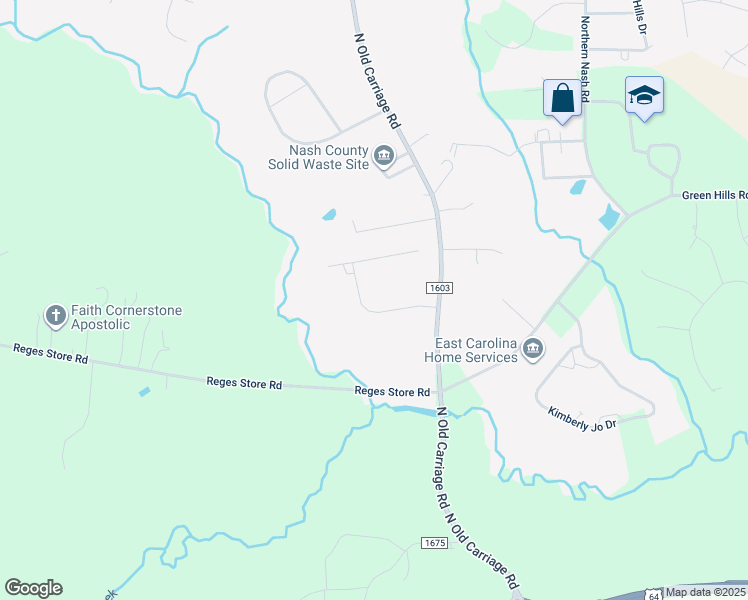 map of restaurants, bars, coffee shops, grocery stores, and more near 3312 Timber Creek Drive in Rocky Mount