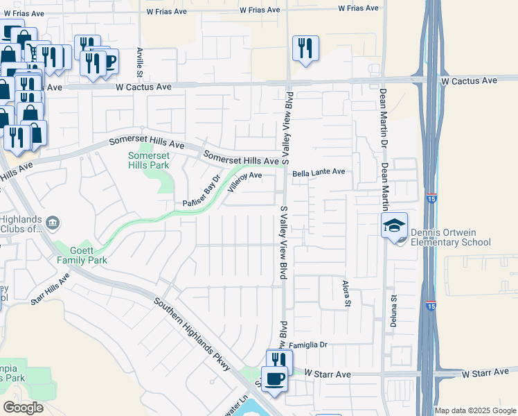 map of restaurants, bars, coffee shops, grocery stores, and more near 3933 Bella Palermo Way in Las Vegas
