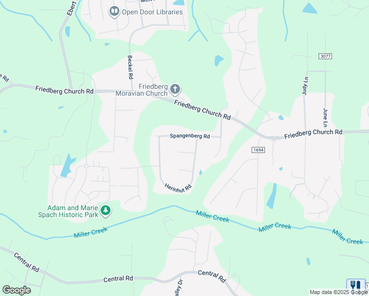 map of restaurants, bars, coffee shops, grocery stores, and more near 2865 Gracefield Court in Winston-Salem