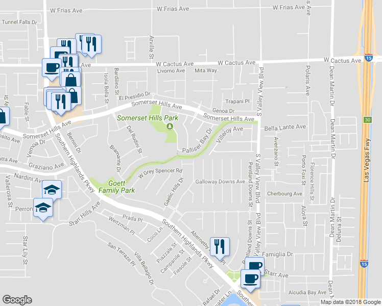 map of restaurants, bars, coffee shops, grocery stores, and more near 10822 Palliser Bay Drive in Las Vegas