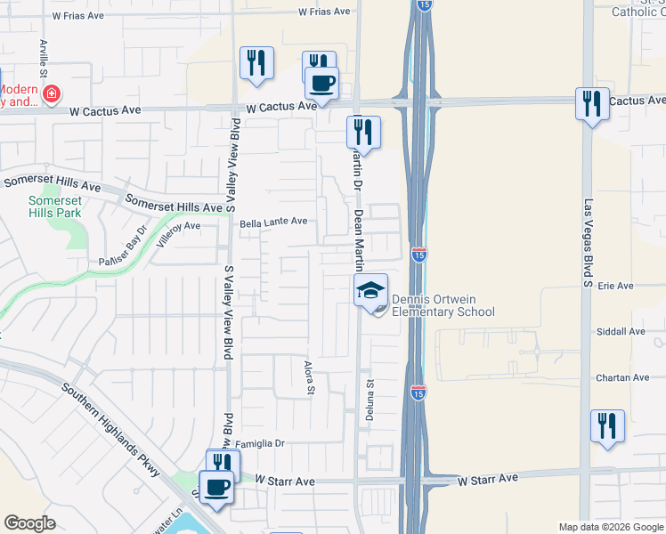 map of restaurants, bars, coffee shops, grocery stores, and more near 3336 Umbria Gardens Avenue in Las Vegas