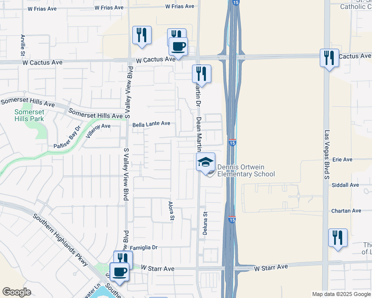 map of restaurants, bars, coffee shops, grocery stores, and more near 3311 Fico Avenue in Las Vegas