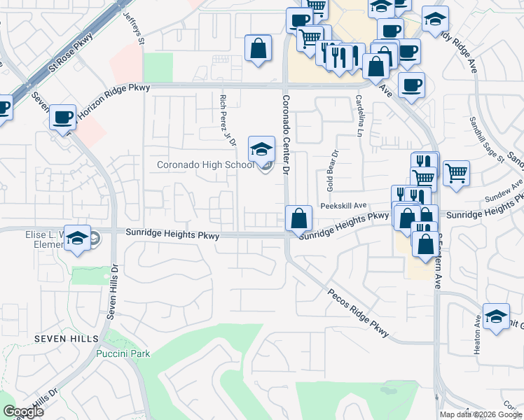 map of restaurants, bars, coffee shops, grocery stores, and more near 2828 Glistening Grove Avenue in Henderson