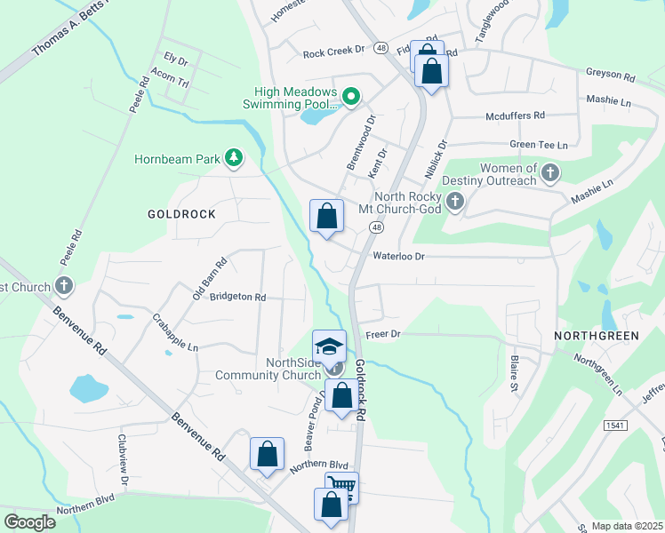 map of restaurants, bars, coffee shops, grocery stores, and more near 920 South Hornbeam Drive in Rocky Mount