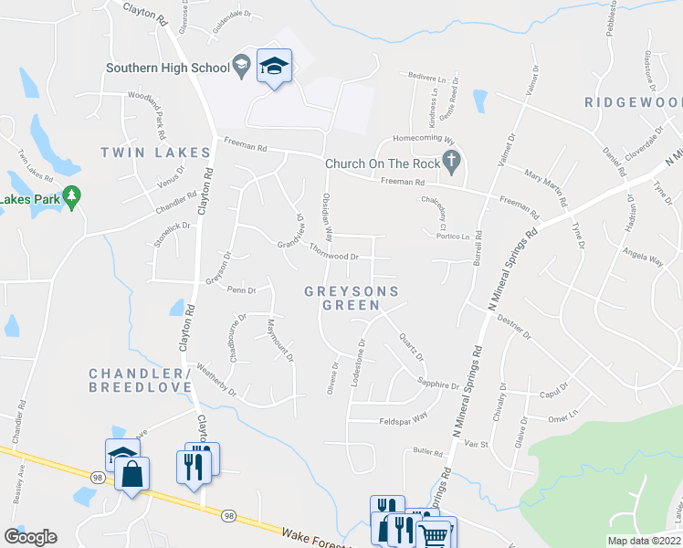 map of restaurants, bars, coffee shops, grocery stores, and more near 8 Diamond Court in Durham
