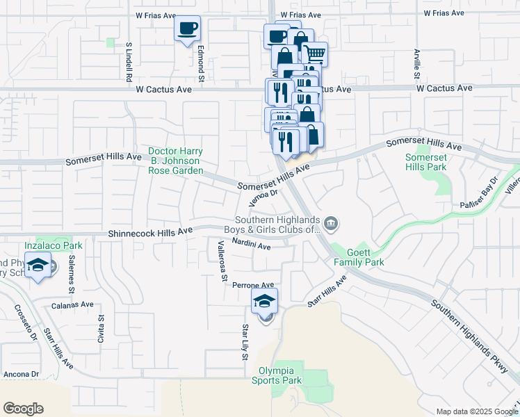 map of restaurants, bars, coffee shops, grocery stores, and more near 4954 Monteleone Avenue in Las Vegas