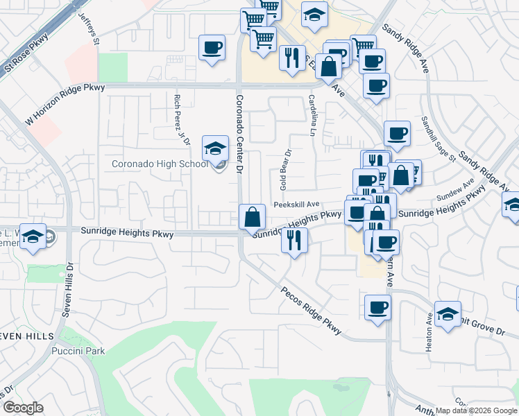 map of restaurants, bars, coffee shops, grocery stores, and more near 2752 Kona Crest Avenue in Henderson